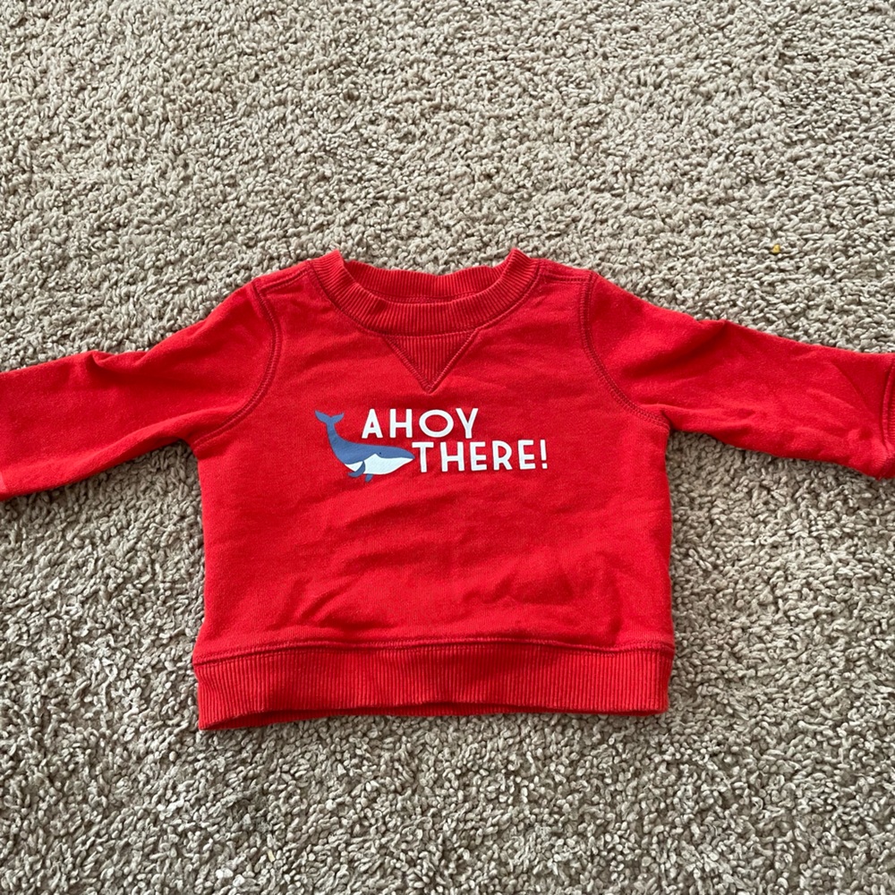Janie And Jack Infant Red Pullover Sweater Ahoy Size 6 To 12 Months